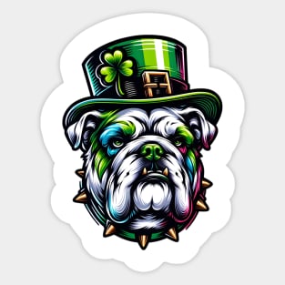 Bulldog Portrayed in Vibrant Saint Patrick's Day Art Sticker